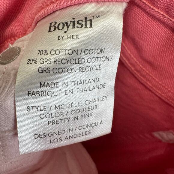 BOYISH The Charley Wide Leg in Pretty in Pink Coral Jeans High Rise Sz 27 New - Picture 8 of 13